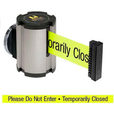 Lavi Industries Satin Magnetic Wall Mount Unit, 13'L Yellow, "Please Do Not Enter" Belt