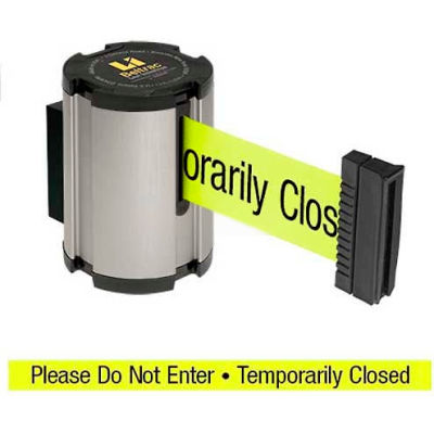 Lavi Industries Retractable Belt Barrier, Satin Wall Mount, "Please Do Not Enter" Belt