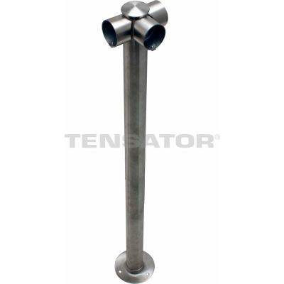Tensabarrier Fixed Railing System 3 Way Post Polished Chrome