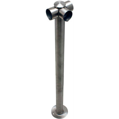 Tensabarrier Fixed Railing System Satin SS Single Line Adapta-Rail 3-Way Post