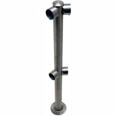 Tensabarrier Fixed Railing System Polished Chrome Dual Line Adapta-Rail Angle Post