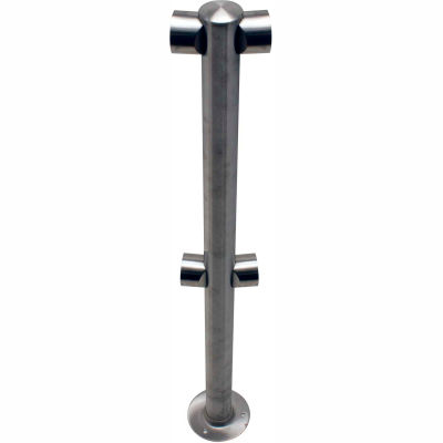 Tensabarrier Fixed Railing System Polished Chrome Dual Line Adapta-Rail Center Post