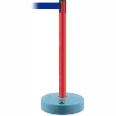 Tensabarrier Red Outdoor Post 7.5'L Blue Retractable Belt Barrier