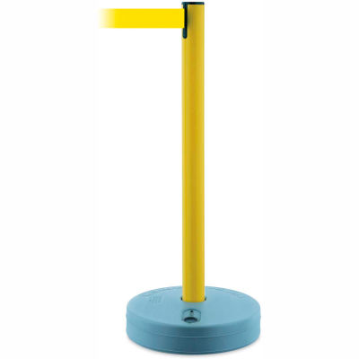 Tensabarrier Crowd Control, Queue Stanchion Retractable Barrier Plastic Post, Yllw W/ 7.5' Yllw Belt
