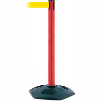 Tensabarrier Red Heavy Duty Post 7.5'L Yellow Retractable Belt Barrier