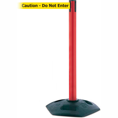 Tensabarrier Red Heavy Duty Post 7.5'L BLK/YLW Caution-Do Not Enter Retractable Belt Barrier