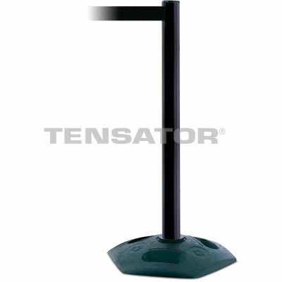 Tensabarrier Crowd Control, Queue Stanchion Retractable Barrier Plastic Post, Blk W/ 7.5' Black Belt