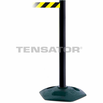 Tensabarrier Black Heavy Duty Post 7.5'L Black/Yellow Chevron Retractable Belt Barrier