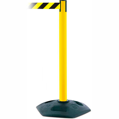 Tensabarrier Yellow Heavy Duty Post 7.5'L Black/Yellow Chevron Retractable Belt Barrier