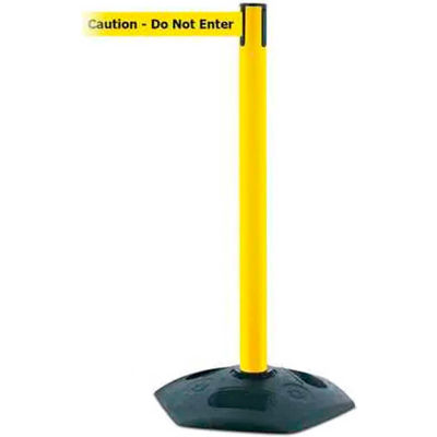 Tensabarrier Crowd Control, Queue Stanchion Retractable Barrier Plastic, Yellow 7.5' "Caution" Belt