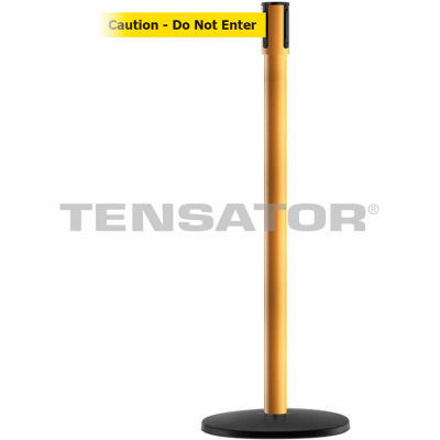 Tensabarrier Safety Crowd Control, Queue Stanchion, Yllw W/ 7.5' Yllw "Caution" Retractable Belt