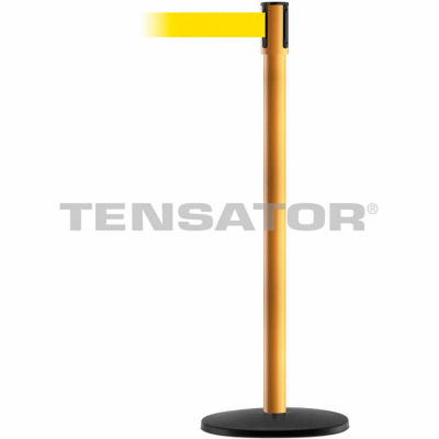 Tensabarrier Safety Crowd Control, Queue Stanchion Post, Yllw W/ 7.5' Yllw Retractable Belt Barrier