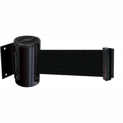 Tensabarrier Safety Crowd Control, Retractable Wall Mount Barrier, Black With 13' Black Belt