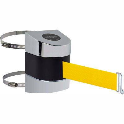 Tensabarrier Crowd Control Retractable Clamp Wall Mount Barrier Pol Chrome 15' Yllw Belt W/Wire Clip