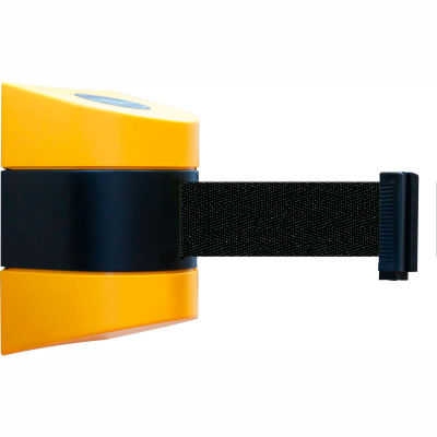 Tensabarrier Safety Crowd Control, Retractable Wall Mount Barrier, Yellow With 30' Black Belt