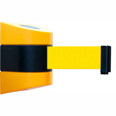 Tensabarrier Safety Crowd Control, Retractable Wall Mount Barrier, Yellow With 15' Yellow Belt