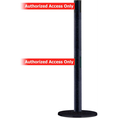 Tensabarrier Crowd Control, Queue Dual Stanchion Post, Black Wrinkle, 7.5'L Red Retractable Belt