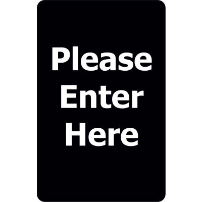 Tensabarrier 7"x11" 1/4" Classic Acrylic Sign, Black - "Please Enter Here"