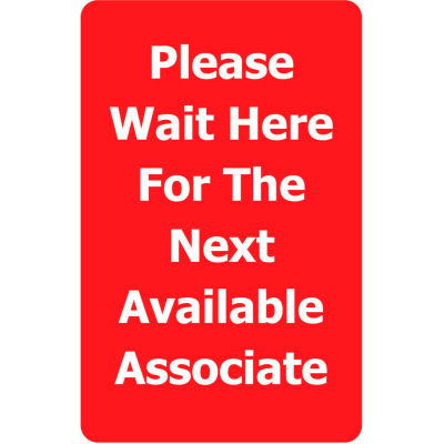 Tensabarrier Red 7"x11" 1/4" Classic Acrylic Sign - Please Wait Here For Next Avaliable Associate