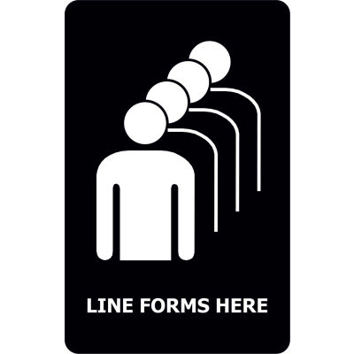 Tensabarrier Acrylic Sign, Black - "Line Forms Here" 7X11" Black