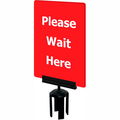 Tensabarrier Red 7"x11" 1/4" Thick Acrylic Sign - Please Wait Here