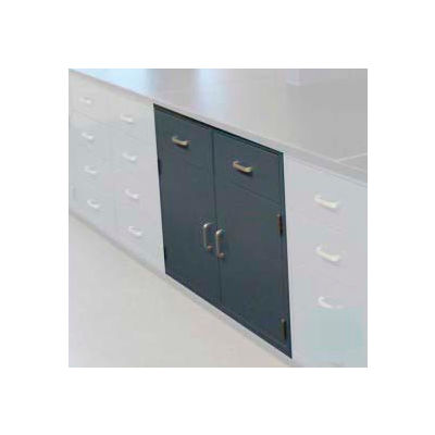 Lab Base Cabinet 35"W x 22-1/2"D x 35-3/4"H, 2 Drawers, 2 Cupboard Doors, W/1 Shelf, Model Gray