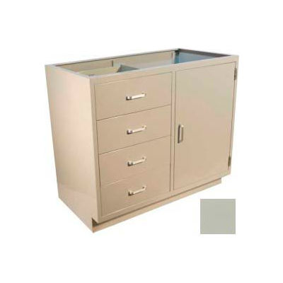 Lab Base Cabinet 35"W x 22-1/2"D x 35-3/4"H, 4 Drawers, 1 Side Cupboard Door, W/1 Shelf, Champagne