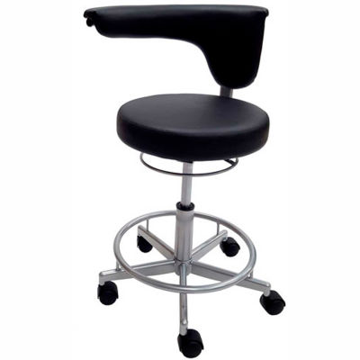 ShopSol Vinyl Lab Stool with Moveable Arm - Black
