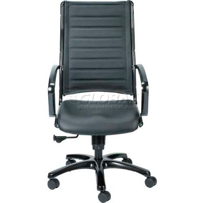 Eurotech Europa Executive High Back Chair - Black Leather - Non-Adjustable Arms