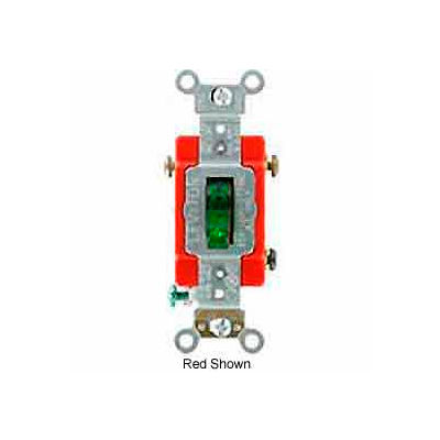 Leviton 1221-Plg 20a, 120v, Illuminated On, Single-Pole Ac Quiet Switch, Green - Min Qty 9