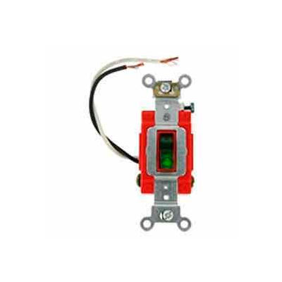 Leviton 1223-Plr 20a, 120v, Illuminated On, Neutral 3-Way Ac Quiet Switch, Red - Min Qty 5