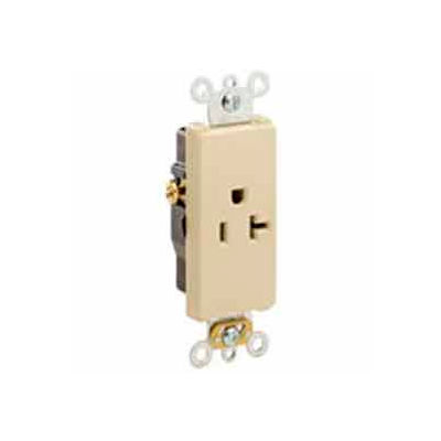 Leviton 16341-T 20A, 125V, Decora Plus Single Receptacle, Comm. Grade, Self-Grounding, Lt. Almond
