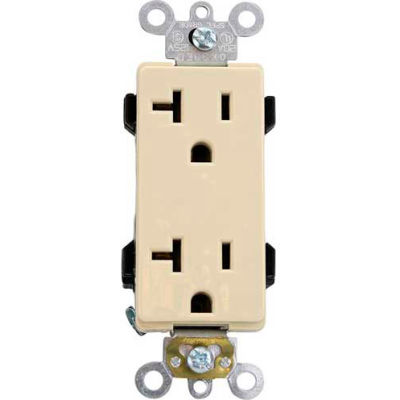 Leviton 16352-I 20a, 125v, Decora Plus Duplex Receptacle, Self Grounding, Ivory - Min Qty 23