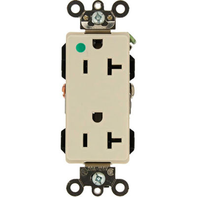 Leviton 16362-Hgt 20a, 125v, Decora Plus Duplex Receptacle, Self Grounding, Light Almond -Min Qty 12