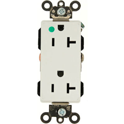 Leviton 16362-Hgw 20a, 125v, Decora Plus Duplex Receptacle, Self Grounding, White - Pkg Qty 10
