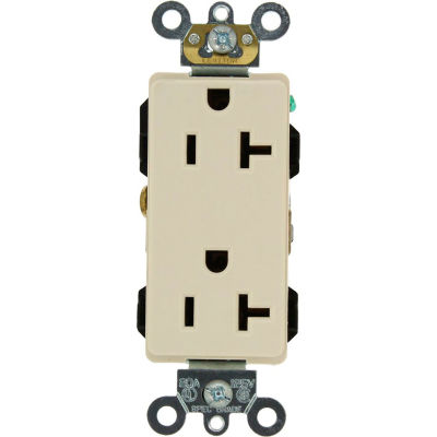 Leviton 16362-T 20a-125v, Nema 5-20r, Industrial Decora Plus Dplx Recpt., Light Almond-Min Qty 13