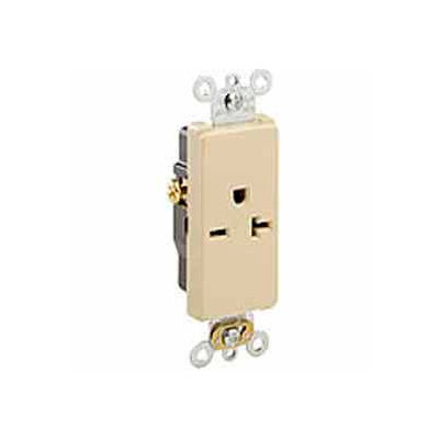 Leviton 16441-I 20A, 250V, Decora Plus Single Receptacle, Commercial Grade, Self-Grounding, Ivory