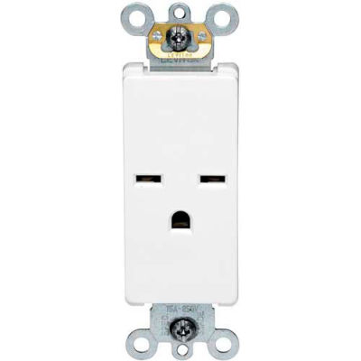 Leviton 16651-W 15A, 250V, NEMA 6-15R, Decora Plus Single Receptacle, Commercial Grade, White