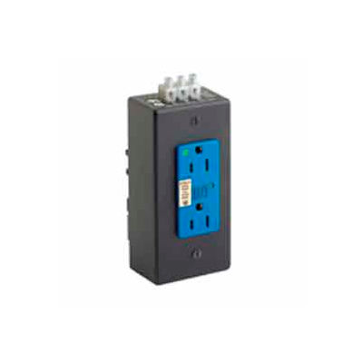Leviton 3880-Din Rail Mount Equipment Cabinet Surge Prot Dplx Recpt, 15a, Blue - Min Qty 2