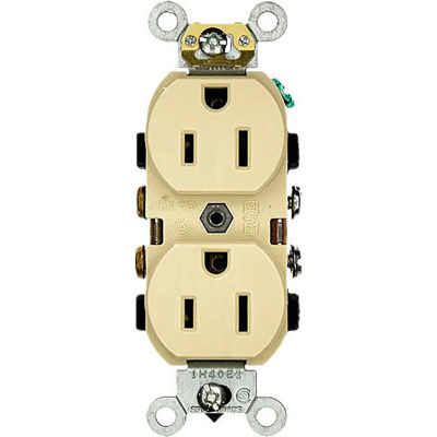 Leviton 5242-I 15A, 125V, Duplex Receptacle, Ivory
