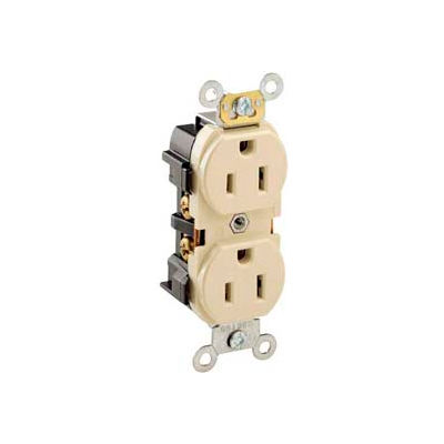 Leviton 5252-T Narrow Body Duplex Receptacle, Straight Blade, Light Almond