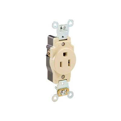 Leviton 5261-W 15a, 125v, Single Receptacle, White - Min Qty 17