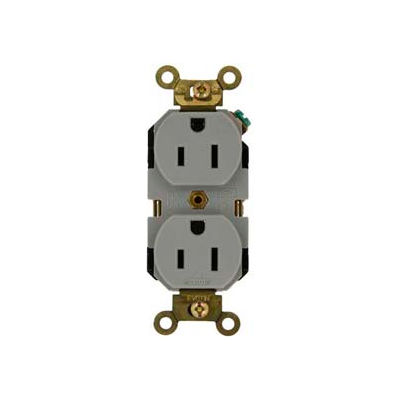 Leviton 5262-Gy 15a, 125v, Duplex Receptacle, Self Grounding, Gray - Min Qty 22
