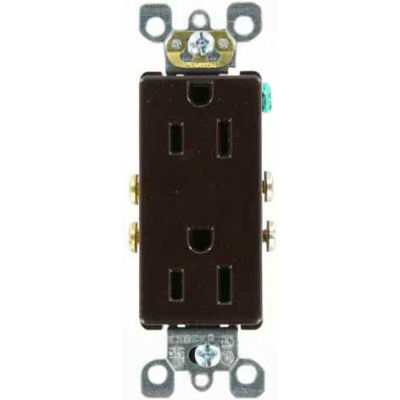 Leviton 5325-S 15A, 125V, Decora Duplex Receptacle, Self Grounding, Brown