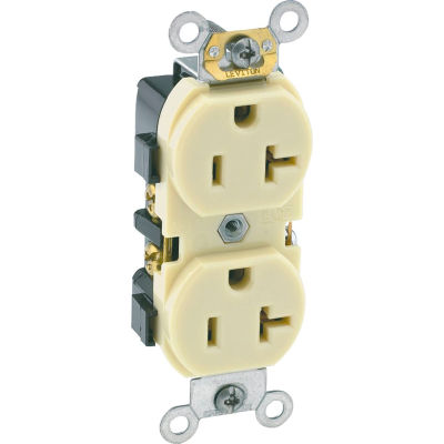 Leviton 5342-I 20a, 125v, Duplex Receptacle, Ivory - Min Qty 23