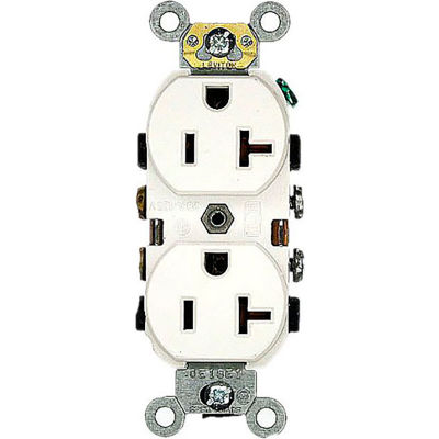 Leviton 5342-W 20a, 125v, Duplex Receptacle, White - Min Qty 23