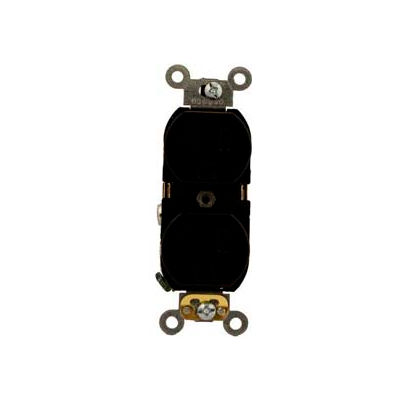 Leviton 5362-E Duplex Receptacle, Straight Blade, Black - Min Qty 20