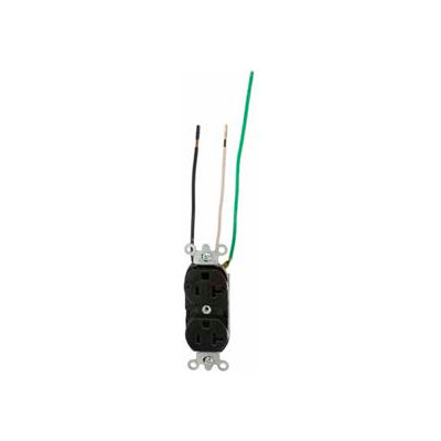 Leviton 5362-Le 20a, 125v, Duplex Receptacle, Grounding, Black - Min Qty 12