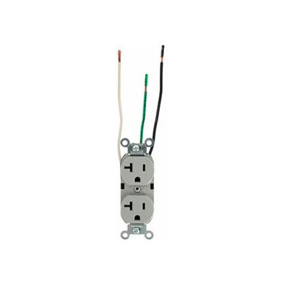 Leviton 5362-Lgy 20a, 125v, Duplex Receptacle, Grounding, Gray - Min Qty 12