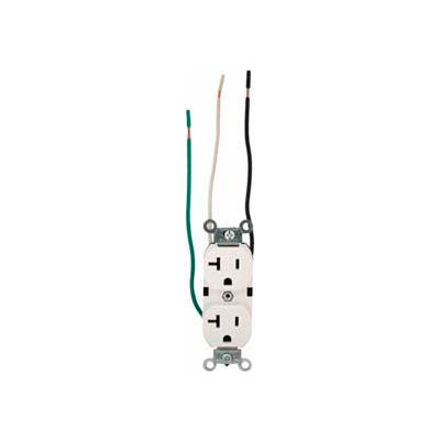 Leviton 5362-Lw 20a, 125v, Duplex Receptacle, Grounding, White - Min Qty 12